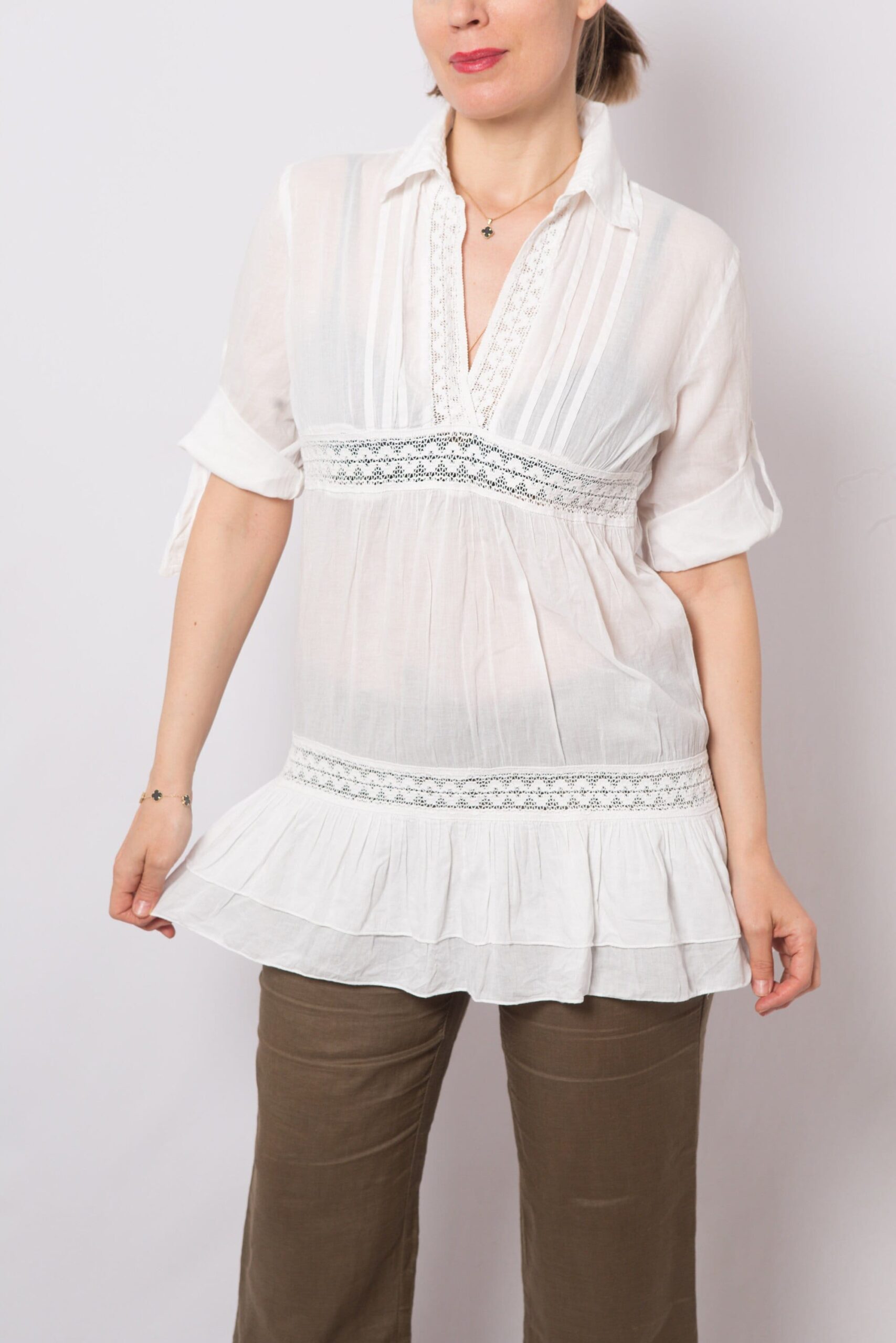Batiste Cotton Empire Waist Blouse Batiste Cotton Empire Waist Blouse