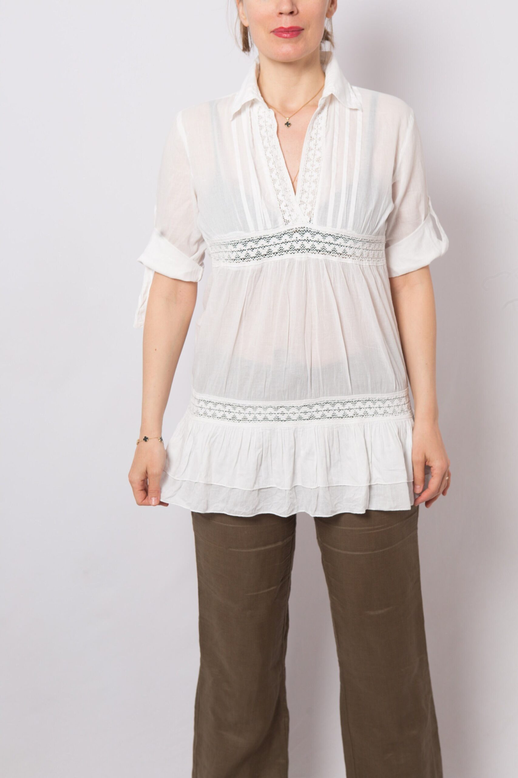 Batiste Cotton Empire Waist Blouse Batiste Cotton Empire Waist Blouse - Image 2