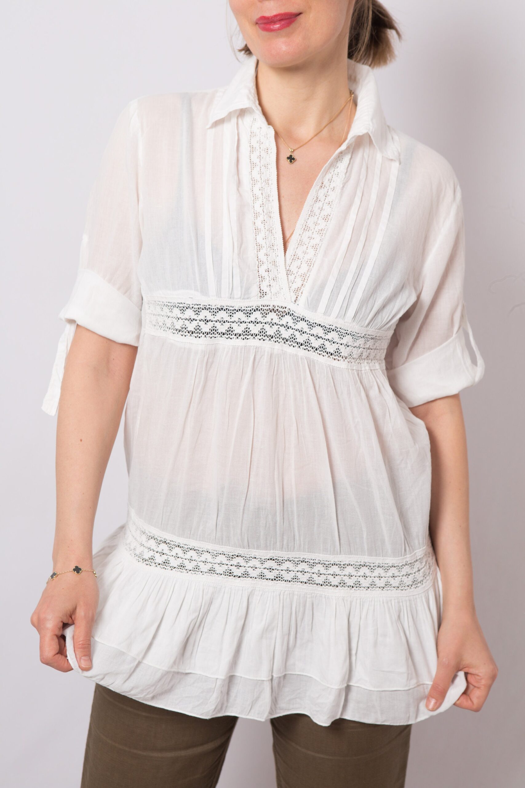 Batiste Cotton Empire Waist Blouse Batiste Cotton Empire Waist Blouse - Image 6