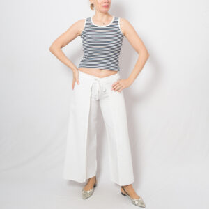 Vintage White Linen Wrap Pants