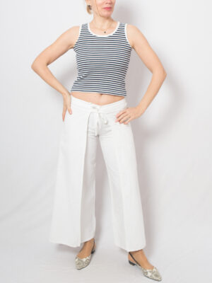 Vintage White Linen Wrap Pants