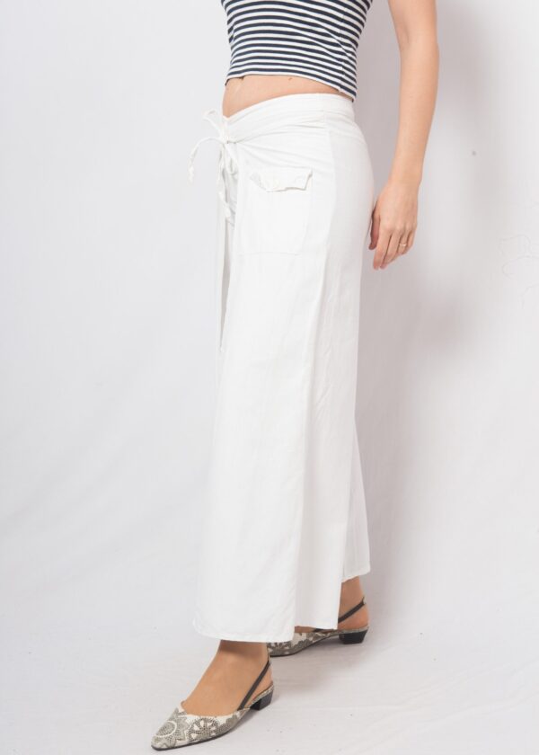 Vintage White Linen Wrap Pants - Image 6