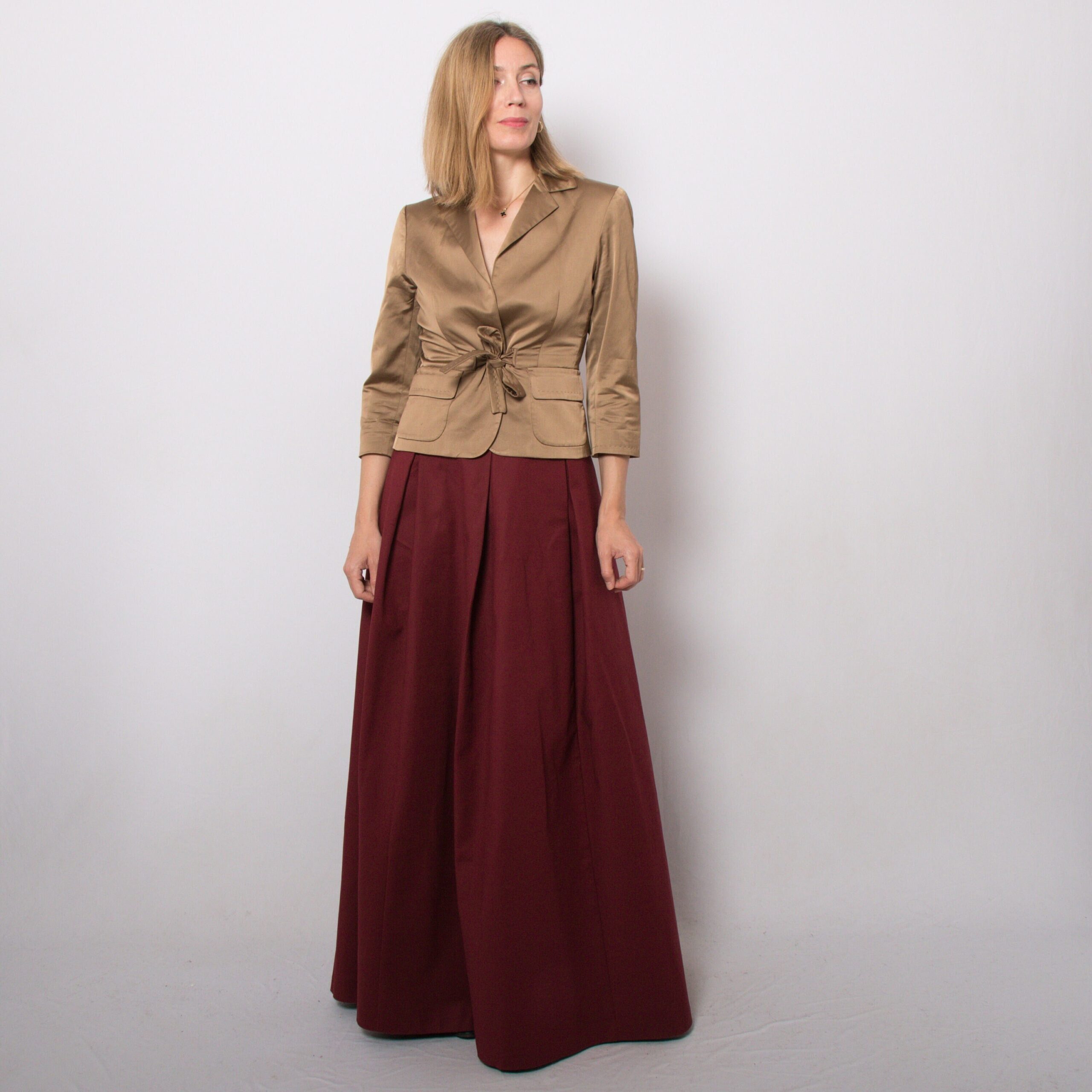 Vintage Marella Bronze Cotton blend Blazer with Tie Vintage Marella Bronze Cotton blend Blazer with Tie
