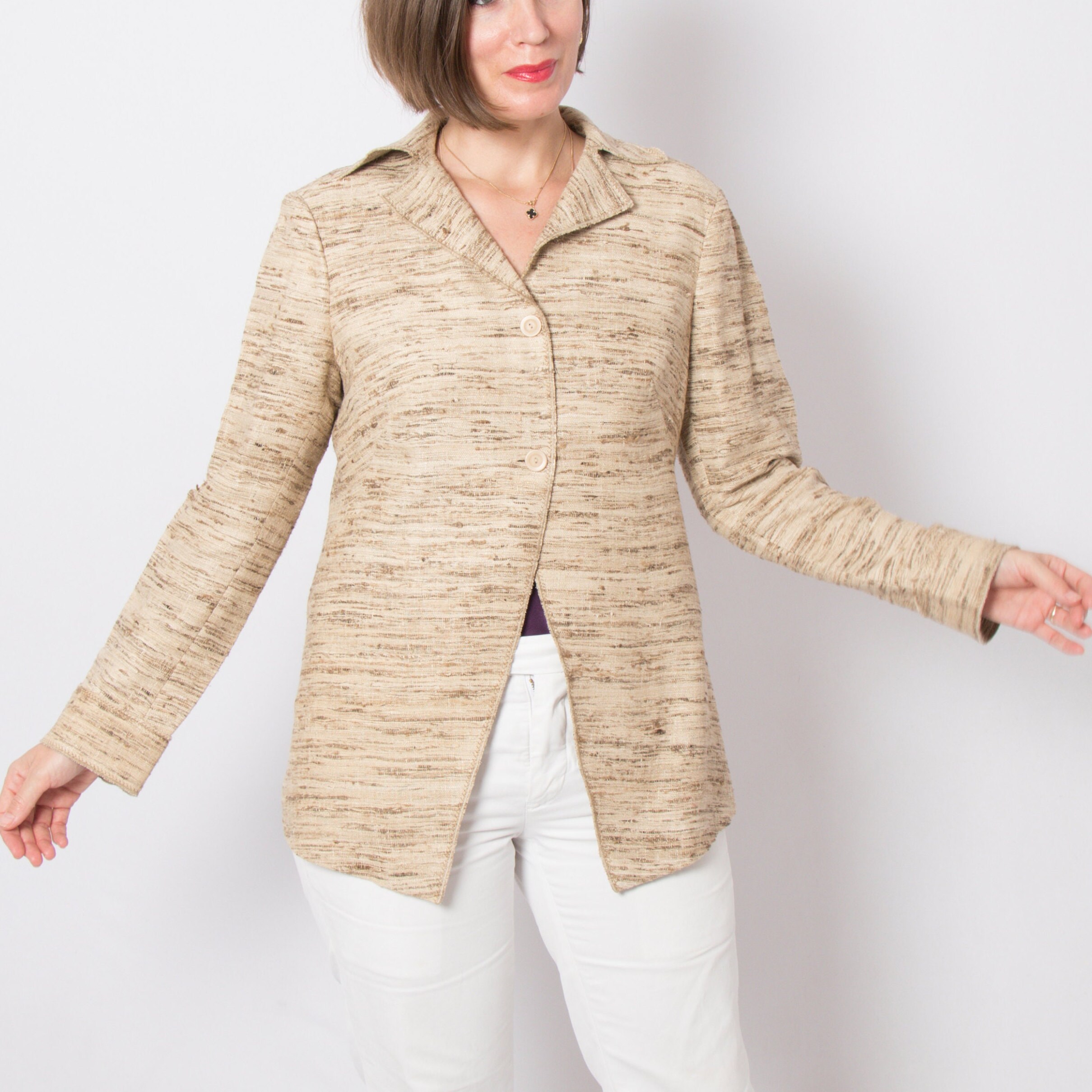 RARE Alberta Ferretti Textured Silk Blazer RARE Alberta Ferretti Textured Silk Blazer - Image 6