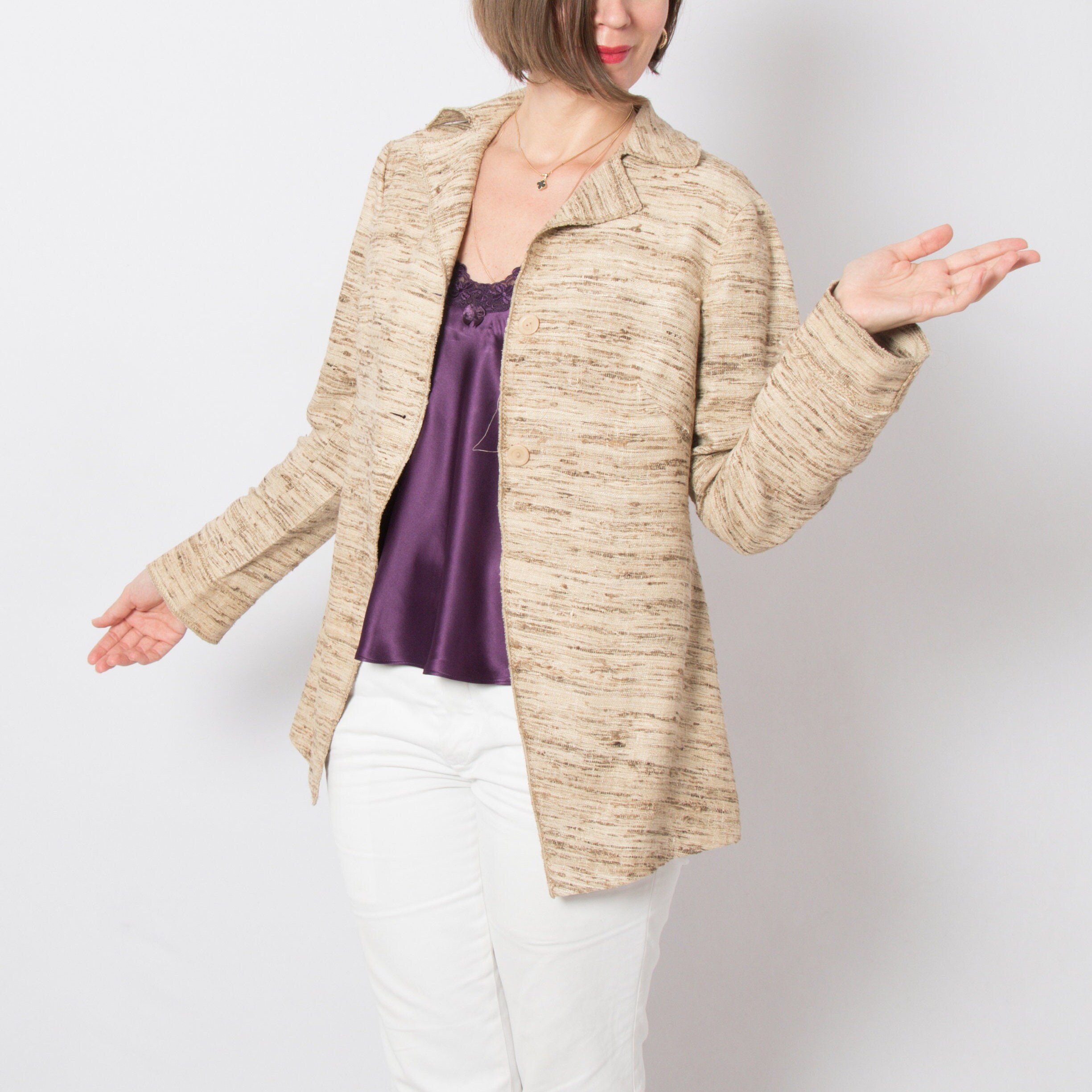 RARE Alberta Ferretti Textured Silk Blazer RARE Alberta Ferretti Textured Silk Blazer - Image 7