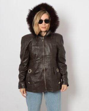 90s Hooded Leather Jacket