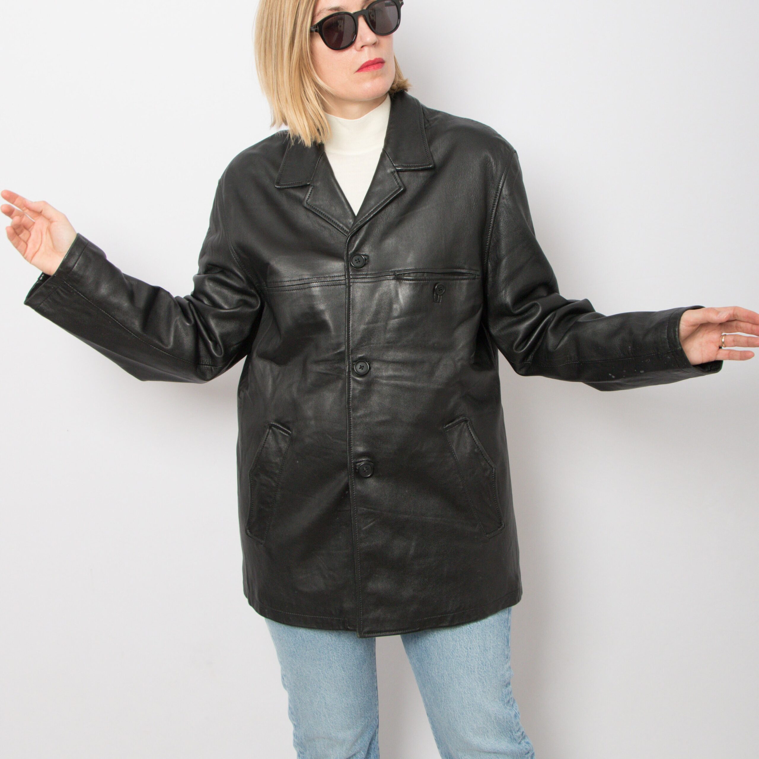 90s Mens Black Leather Jacket 90s Mens Black Leather Jacket