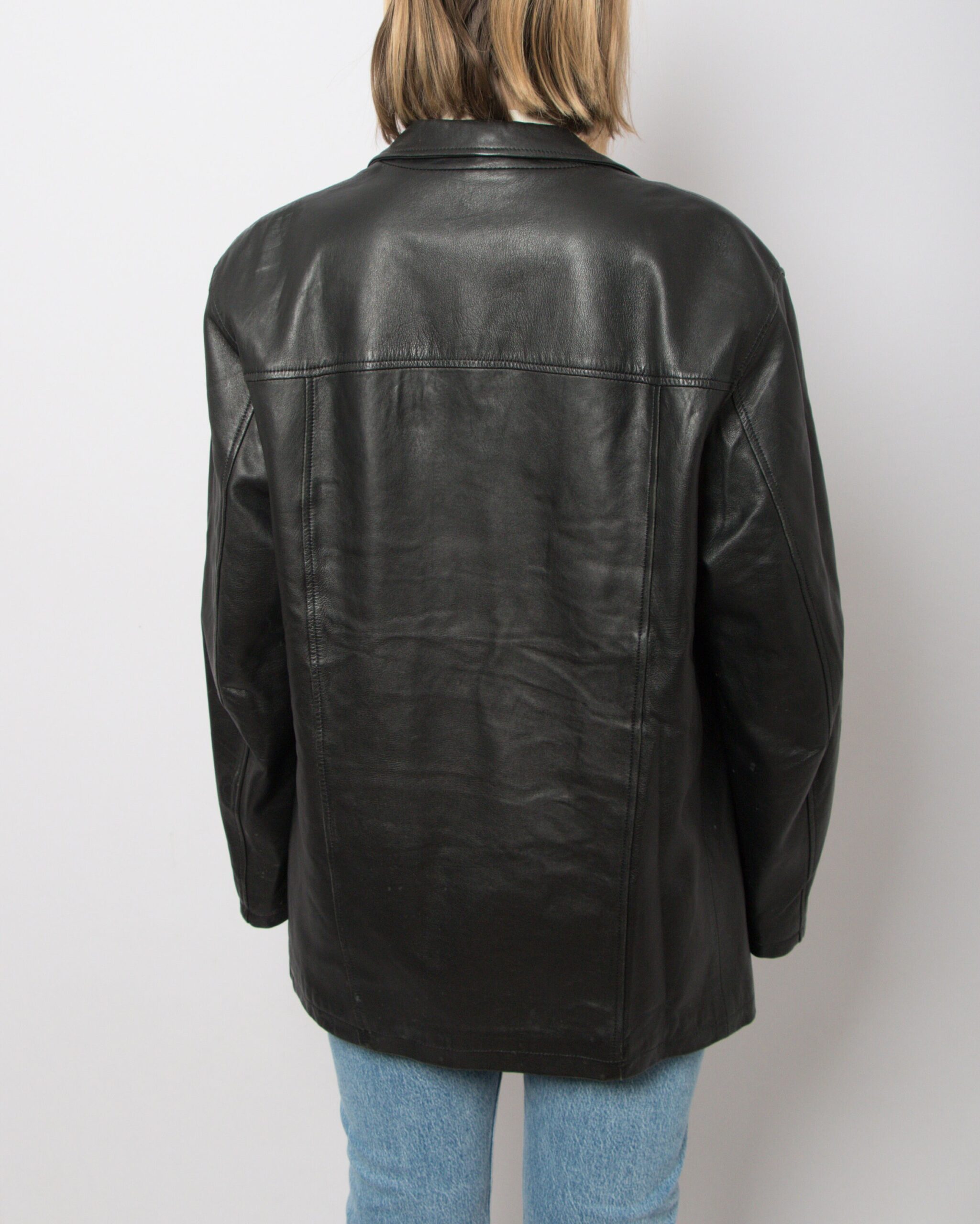 90s Mens Black Leather Jacket 90s Mens Black Leather Jacket - Image 3