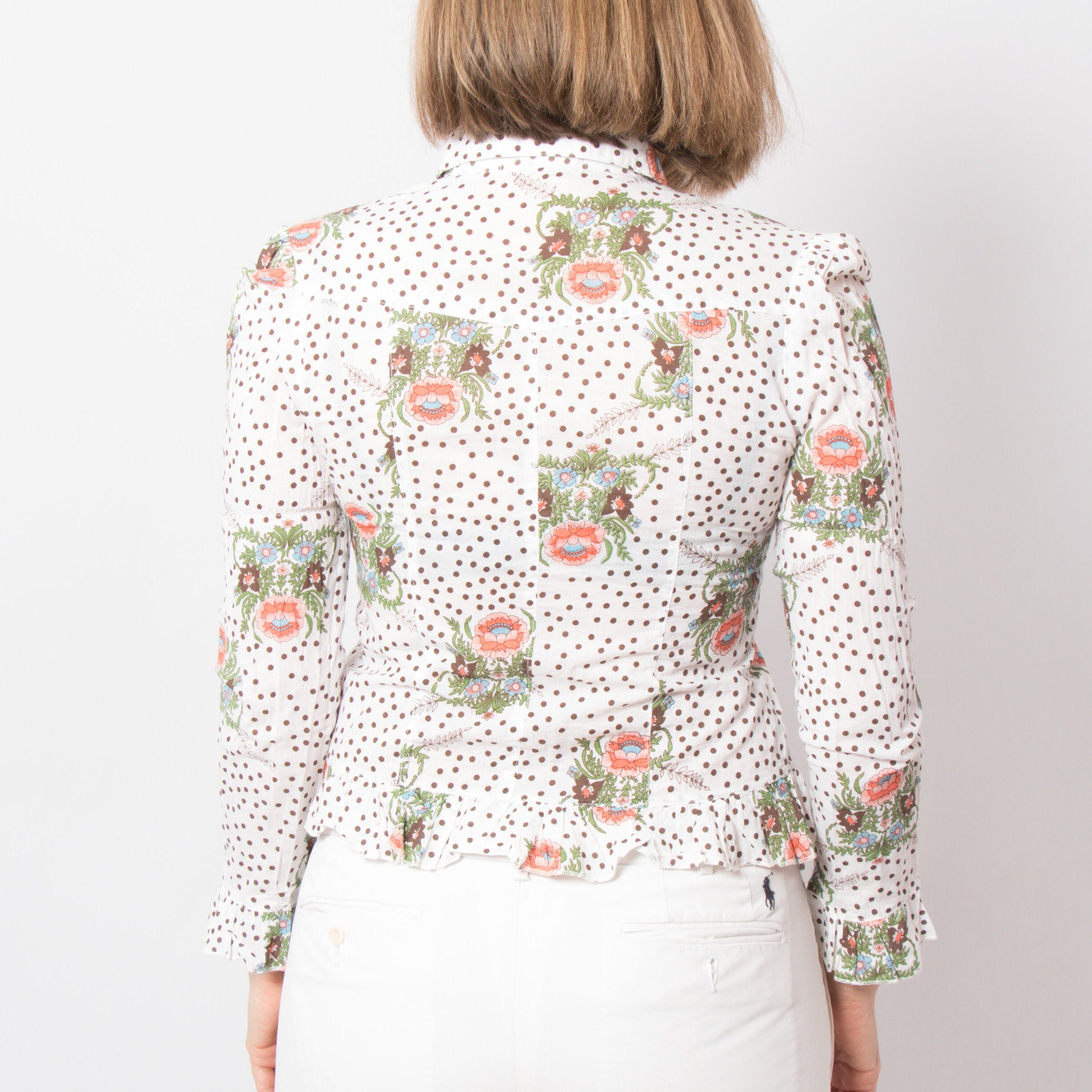 Vintage Romantic Floral Polka Blouse Vintage Romantic Floral Polka Blouse - Image 3