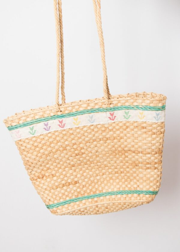 Vintage Straw Market Tote - Image 2