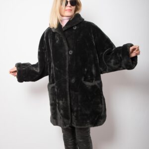 Vintage Grey Faux Fur Coat