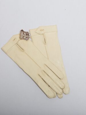 Vintage Cream Leather Gloves