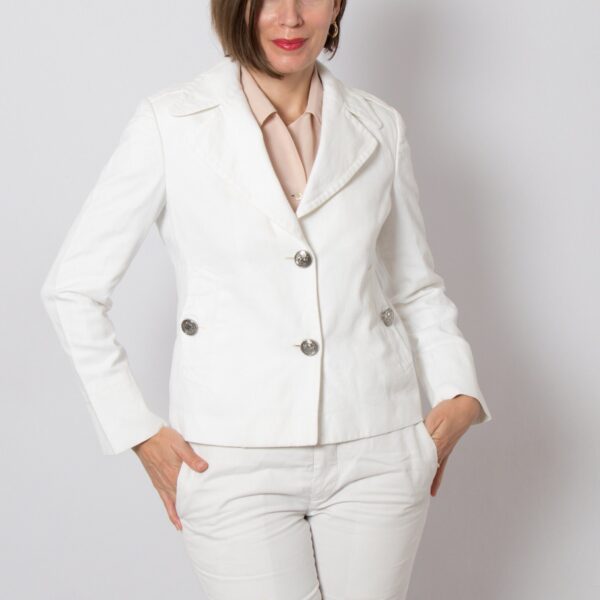 KITON White Linen-Cotton Blazer