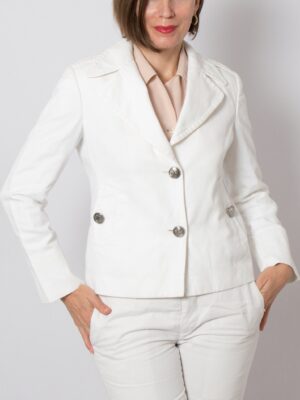 KITON White Linen Cotton Blazer