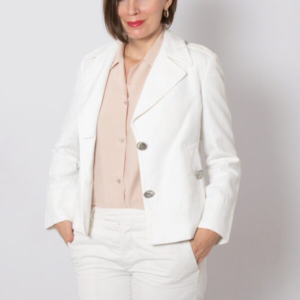KITON White Linen-Cotton Blazer - Image 3