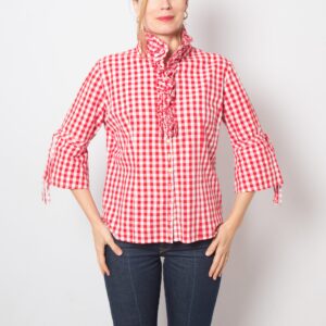 Vintage Plaid Folk Dirndl Blouse