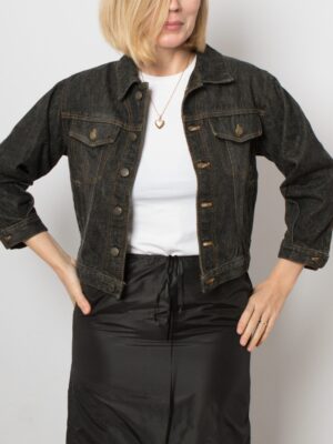 Vintage Black Jean Jacket Cropped