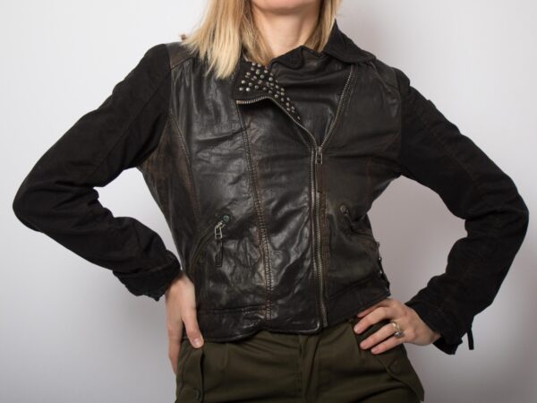 Edgy Vintage Cropped Biker Jacket by GYPSY - Image 5