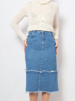 Vintage Midi Denim Skirt Women