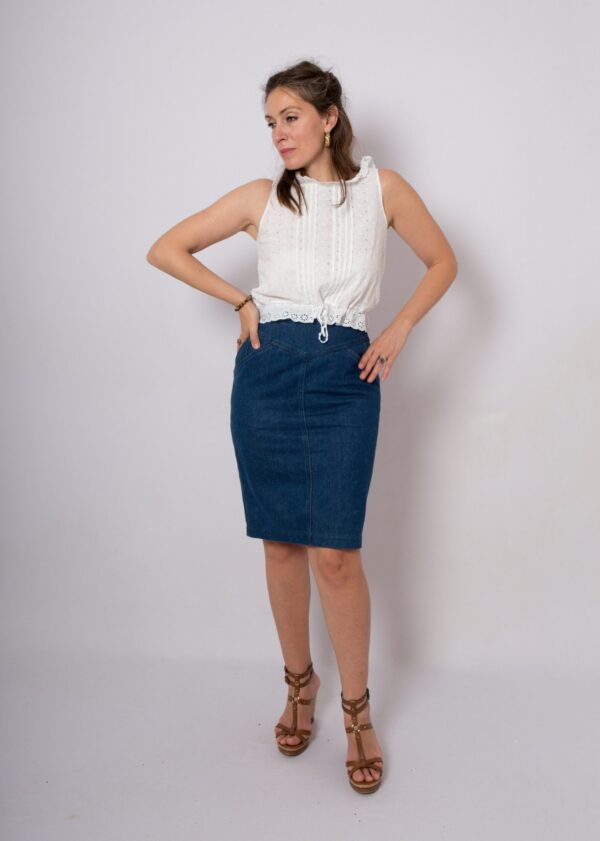 80s Fendi Denim Pencil Skirt - Image 2