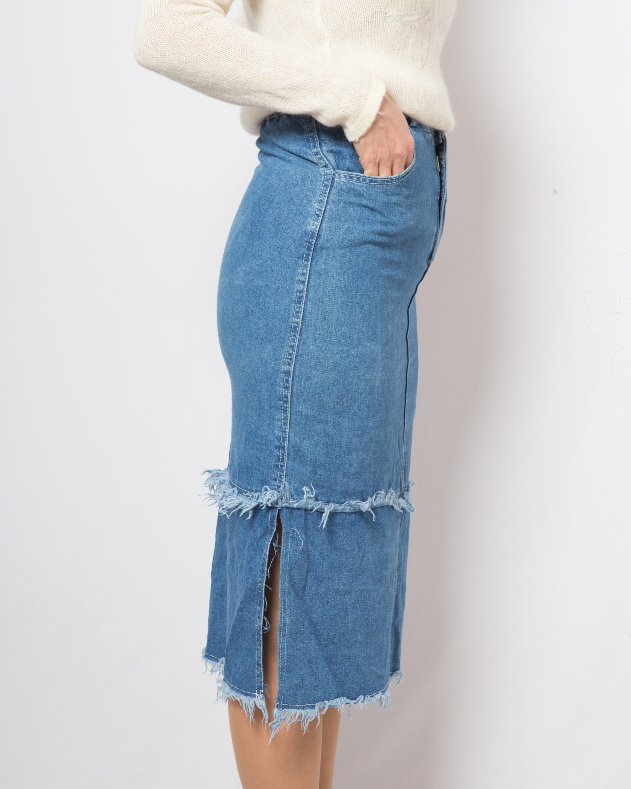 Vintage Midi Denim Skirt Women Vintage Midi Denim Skirt Women - Image 4