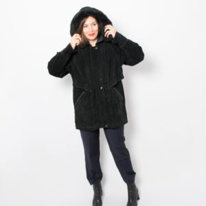 Vintage Suede Hooded Leather Jacket