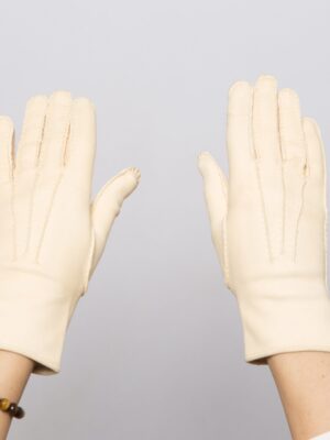 Vintage Soft Leather Cream Gloves