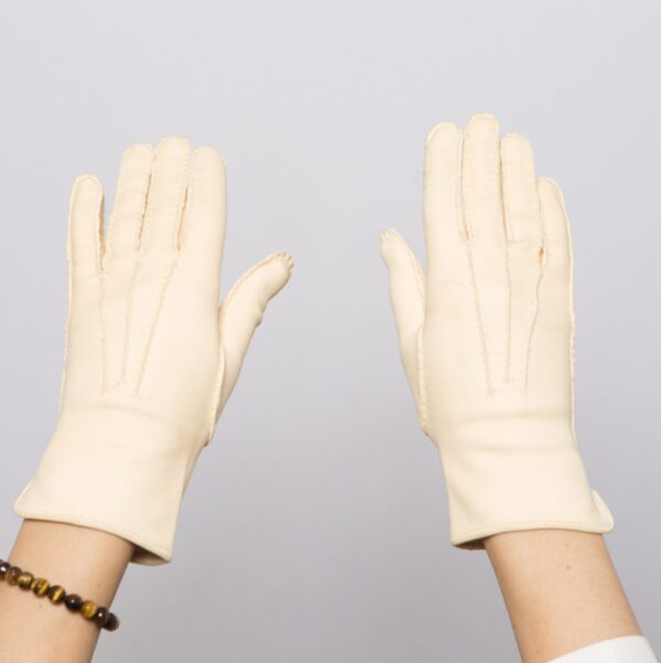 Vintage Soft Leather Cream Gloves