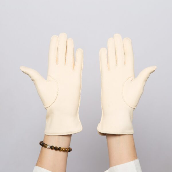 Vintage Soft Leather Cream Gloves - Image 2