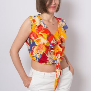 RARE 90s Floral Tie front Blouse