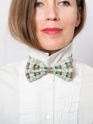 Vintage Baseball Print Silk Bow Tie