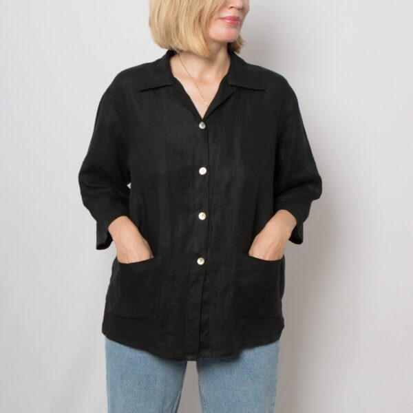 Vintage Oversized Linen Shirt - Image 2