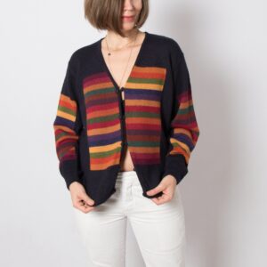 Vintage Striped Alpaca Cardigan