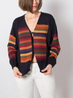 Vintage Striped Alpaca Cardigan