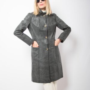 STEFANEL Grey Leather Trench Coat