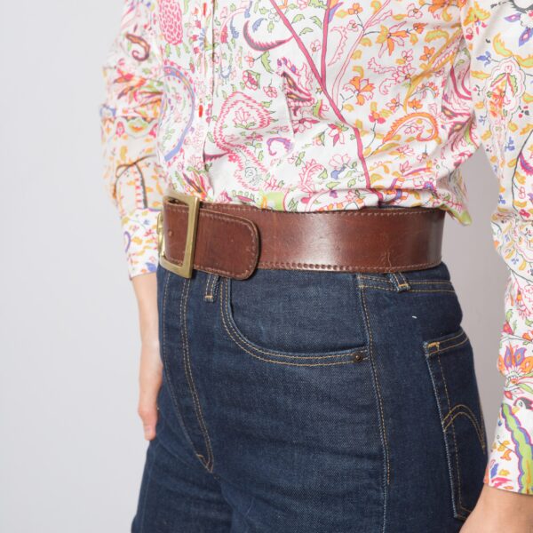 Vintage Leather Brown Waist Belt - Image 3
