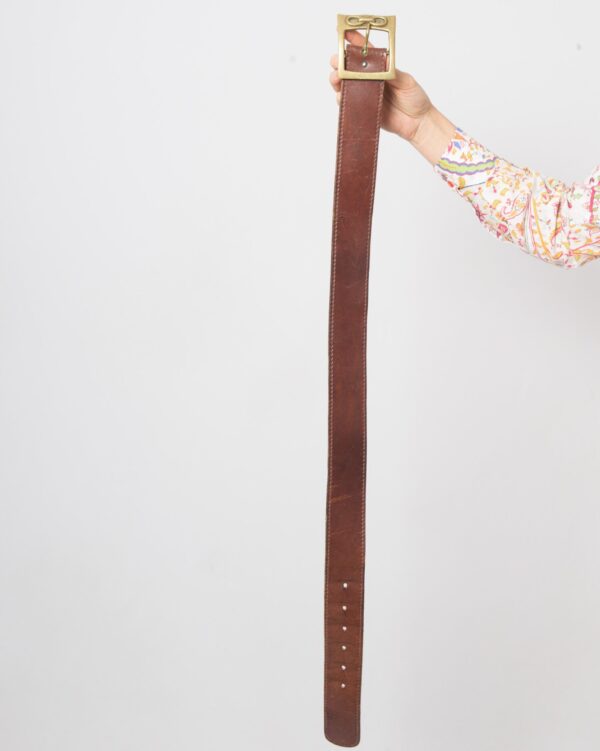 Vintage Leather Brown Waist Belt - Image 4