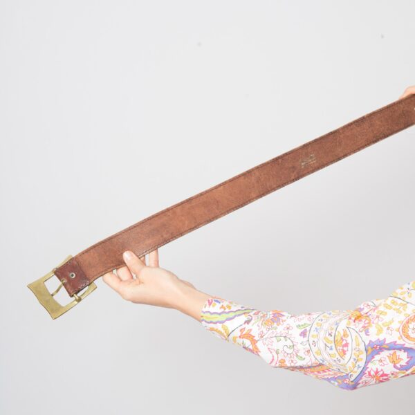 Vintage Leather Brown Waist Belt - Image 6