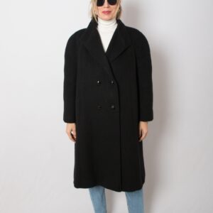90s Black Long Alpaca Coat
