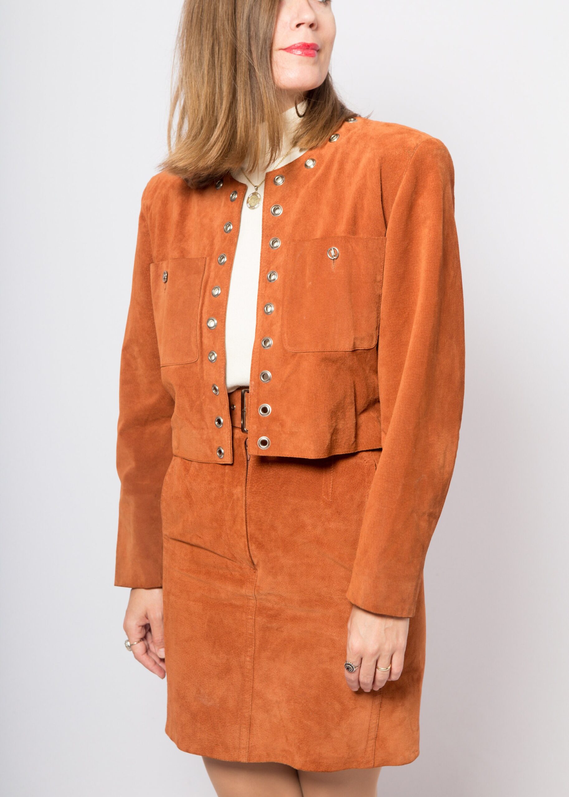 Vintage Suede Mini Skirt Suit Vintage Suede Mini Skirt Suit - Image 4