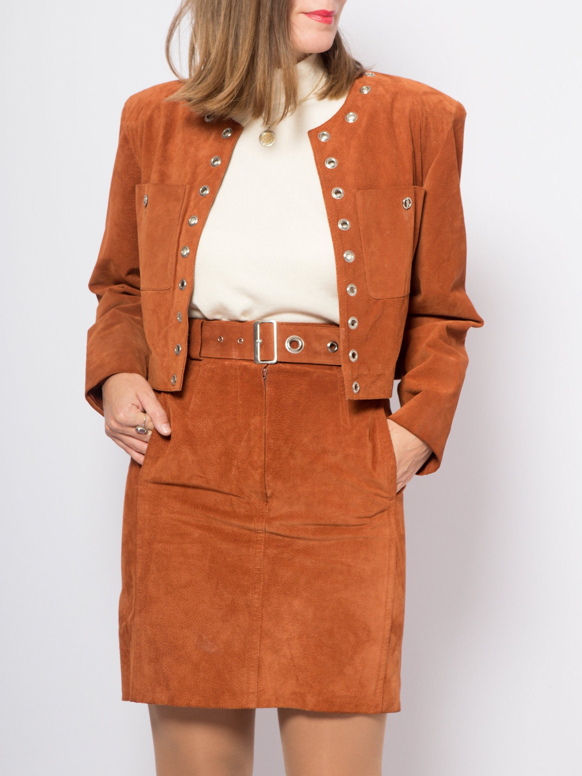 Vintage Suede Mini Skirt Suit Vintage Suede Mini Skirt Suit - Image 5