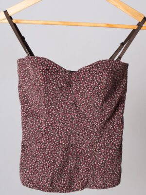 Velvet Floral Corset Top Y2K