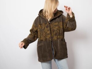 80s Italian Suede Wool Coat with Hood
