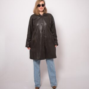 90s Brown Leather Coat