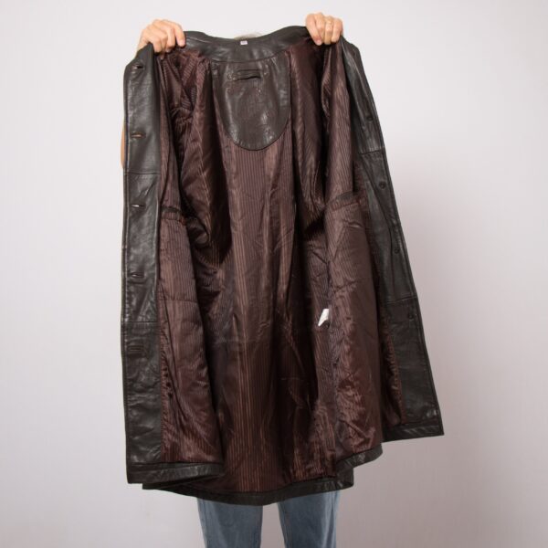 90s Brown Leather Coat Women - Image 6