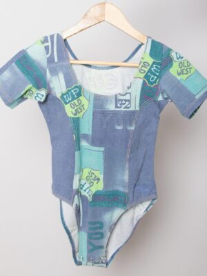 90s OLD WEST Denim Print Bodysuit