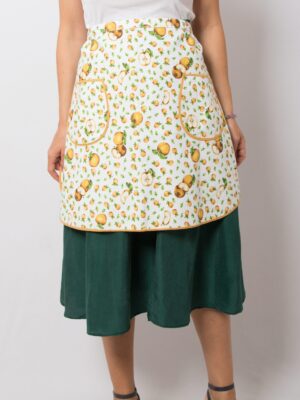 Vintage Apple Print Half Apron