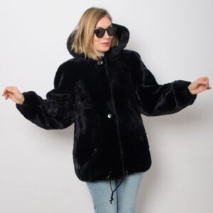 Vintage Hooded Faux Fur Coat