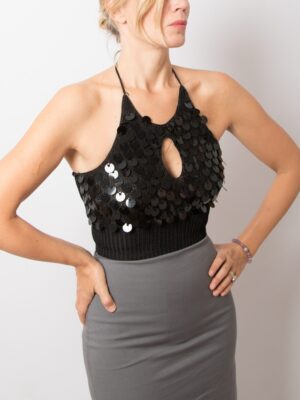 Sexy Sequin Halter Crop Top