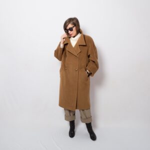 90s Max Mara Coat Double Breasted Overcoat Oversized Brown Wool Coat Large Size Gift